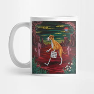 AI generated orange dog wicked men on the sun Mug